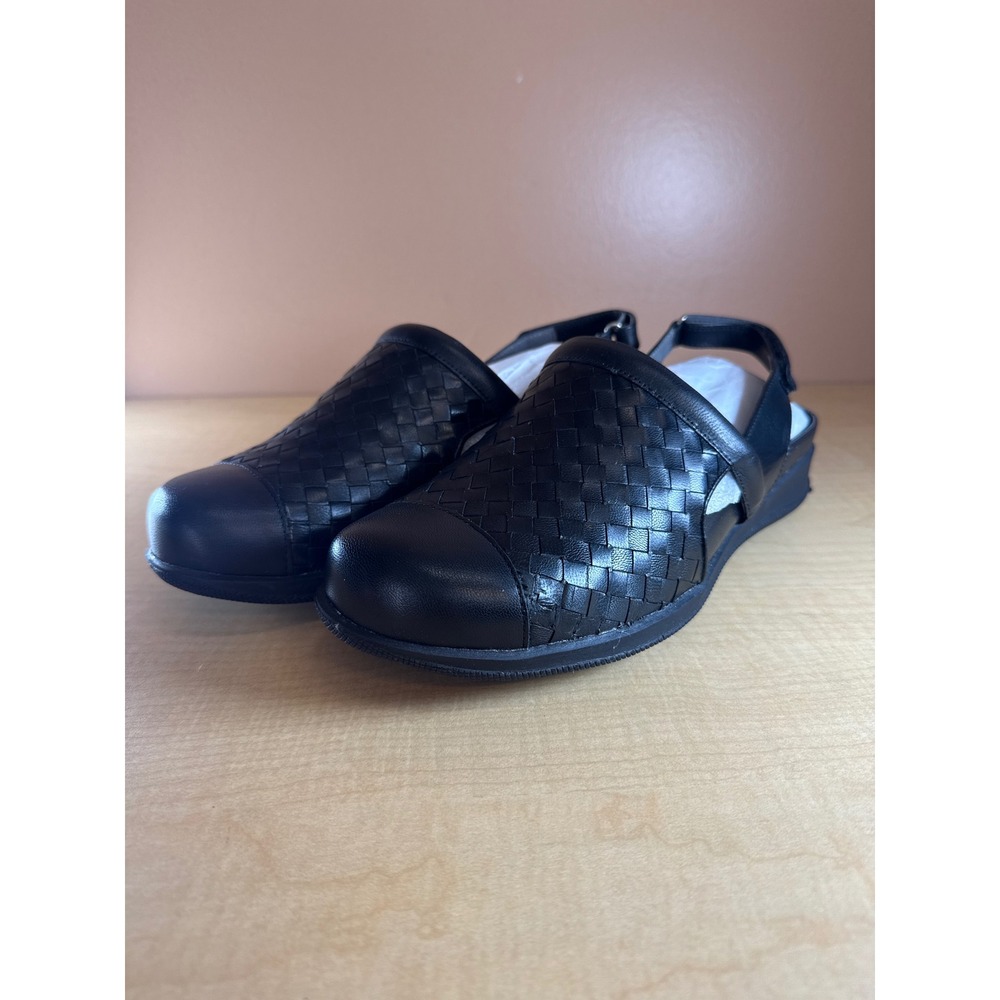 Softwalk Black Woven Leather Slingback Clogs Comfort Shoes Womens Size 9 L20